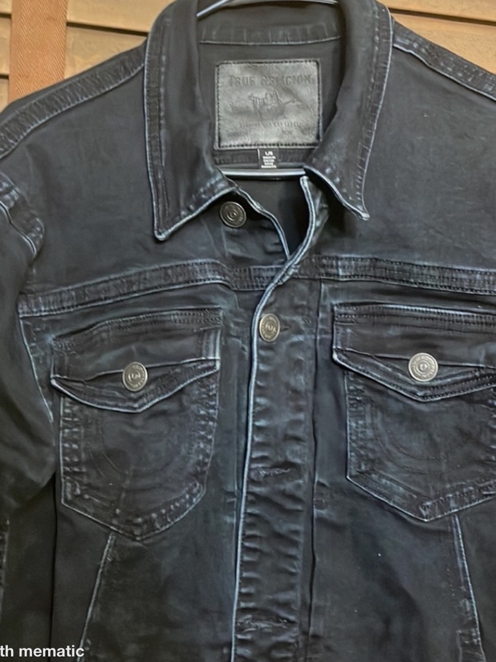 True Religion Men's Black Washed Denim Trucker Jacket - Picture 2 of 4